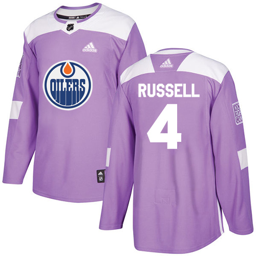Adidas Oilers #4 Kris Russell Purple Authentic Fights Cancer Stitched NHL Jersey - Click Image to Close